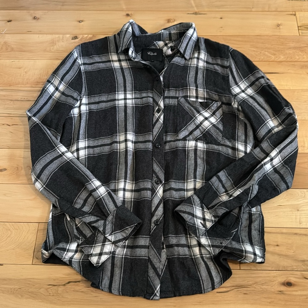 Rails Hunter Long Sleeve Button Up Flannel Ash & … - image 3